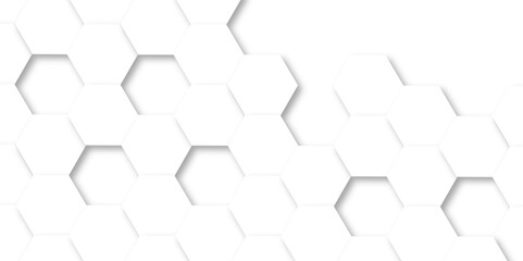 Naklejka premium Abstract white background with hexagon and hexagonal background. Luxury white pattern with hexagons. abstract 3d hexagonal background with shadow. 3D futuristic abstract honeycomb mosaic background.