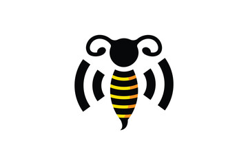 Simple Bee Wifi logo design vector