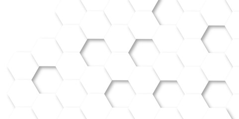 Abstract white background with hexagon and hexagonal background. Luxury white pattern with hexagons. abstract 3d hexagonal background with shadow. 3D futuristic abstract honeycomb mosaic background.