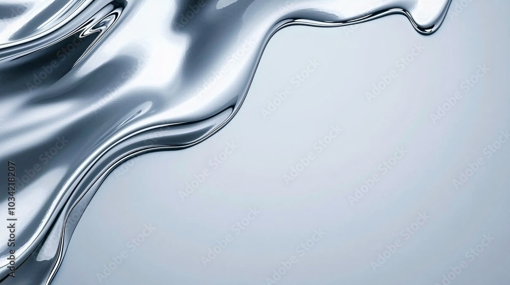 Poster dynamic fluid metallic texture with vibrant patterns - abstract futuristic design in high gloss refl