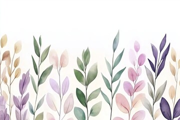 Realistic watercolor painting of medicinal herbs in soft pastel tones on a white background