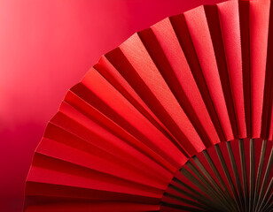 Chinese red fan background concept to celebrate lunar new year