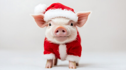 Adorable Piglet Holding Candy Cane for Christmas
