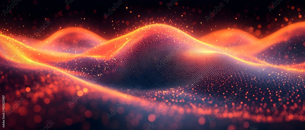 Poster captivating abstract digital background with dynamic geometric shapes pulsing spectral waveforms and