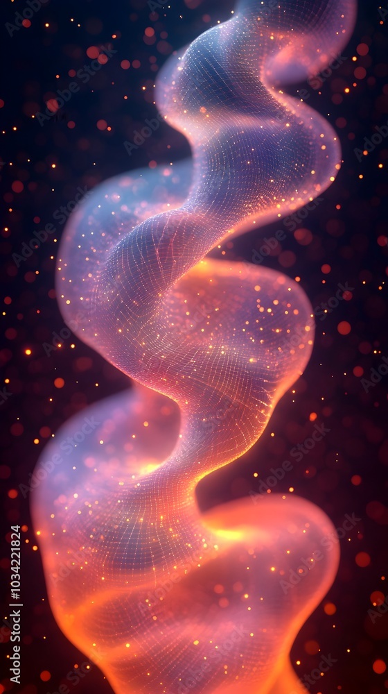 Poster vibrant abstract geometric waveforms pulsing energy fields and chromatic data visualizations perfect