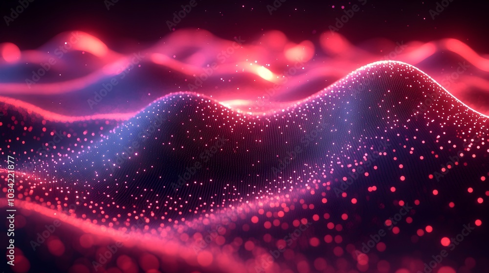 Poster pulsing geometric waveforms chromatic energy fields and data visualizations for immersive audio visu