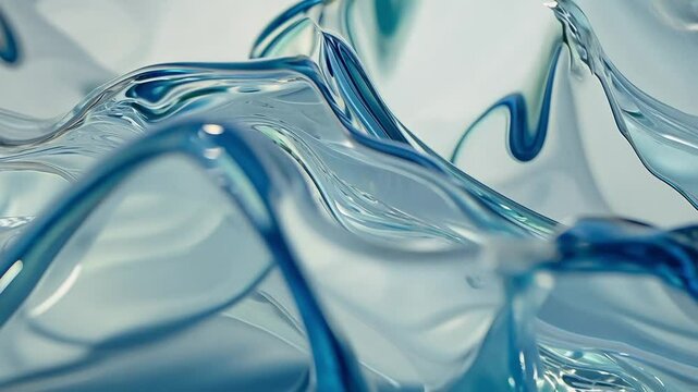 Flowing blue liquid creates a striking contrast against a clean white background, showcasing smooth and dynamic motion