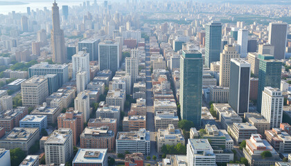 Fototapeta premium Seamless texture of modern cities and architecture, high-rise buildings, natural colors, soft lighting, high resolution