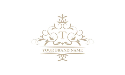 Monogram design template for one or two letters, for example T. Calligraphic elegant ornament. Vector logo for business, heraldry, boutiques, restaurant, etc.