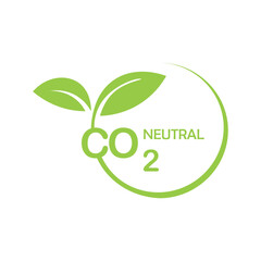 Carbon neutral sign or icon. Green leaves in a circle