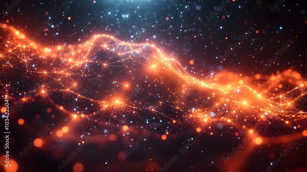 Poster vibrant modular and generative digital backdrop ideal for technological networks data transmission a