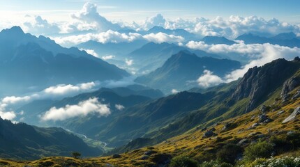 Stunning mountain landscape aerial view of majestic mountain scenery nature scene