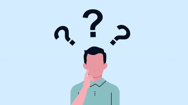 Man Pondering with Multiple Question Marks, Representing Uncertainty and Decision Making