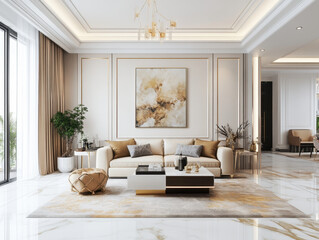 Elegant modern living room featuring stylish decor and natural light in a contemporary home