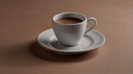 Obraz premium Coffee mug hot drink paper cup icon illustrated cinnamon and saucer wooden table realistic ove background