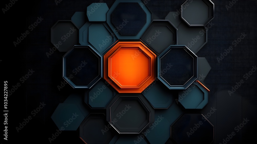 Poster sleek and minimalist digital backdrop featuring luminescent grid like structures hexagonal and geome