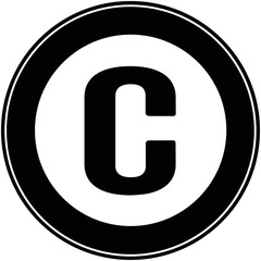 black and white circular sign with the letter C