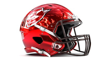 Fototapeta premium Shining Red American Football Helmet: Shiny red American football helmet isolated
