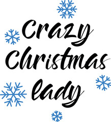 Playful Crazy Christmas Lady Graphic, Vector Illustration