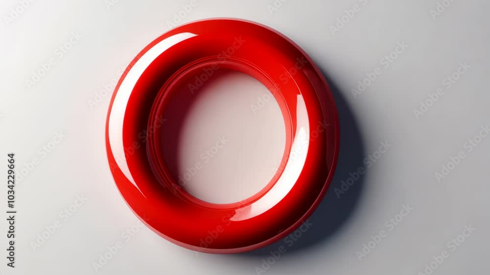 Poster rotating glossy red ring set against a pristine white background