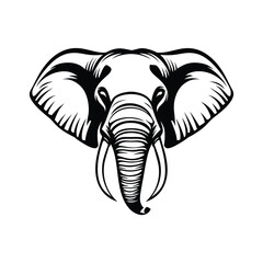 Elephant Silhouette Icon in Black and White Vector Illustration