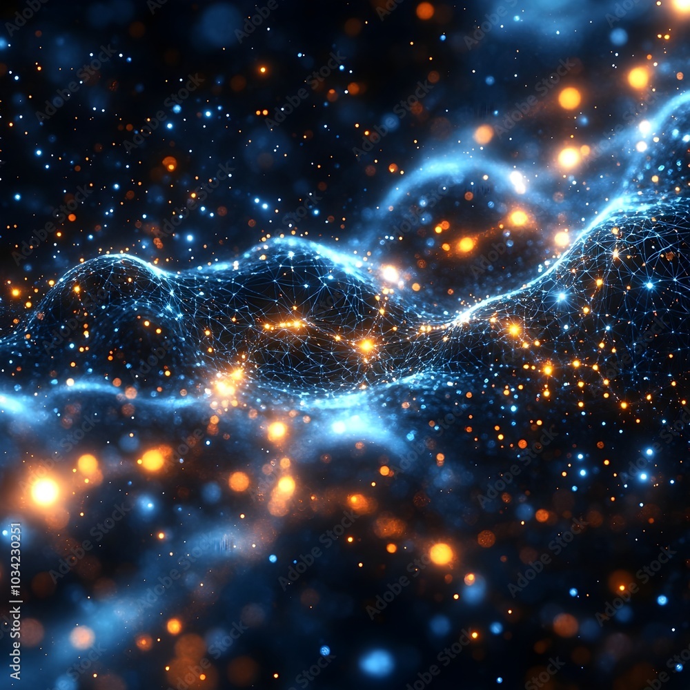 Poster futuristic digital background with abstract fractal data patterns neural network diagrams and autono