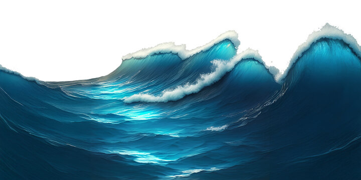 Ocean Water Seascape, Big Waves, Splash, Wet Sea Lanscape Horizon View, Isolated Transparent PNG