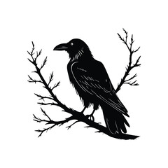 Symbolic Raven on Skull Silhouette Vector for Digital Use