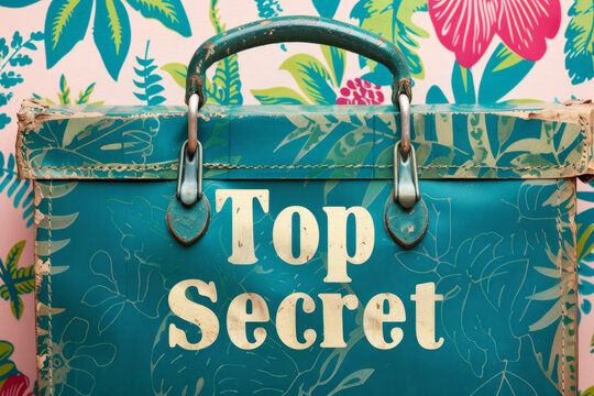 A close-up of a mysterious travel bag labeled "Top Secret".