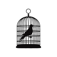 Adorable Bird in Cage Cartoon Illustration for Kids and Branding