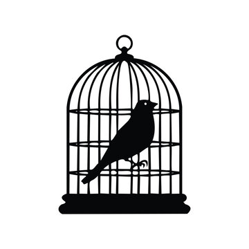 recommend clip art: Cute Bird in a Cage Cartoon Graphic Illustration