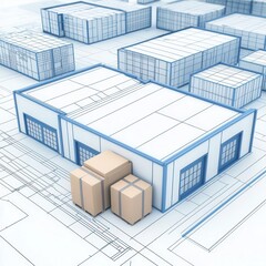Warehouse management blueprint with efficient packing zones and ergonomic workstations