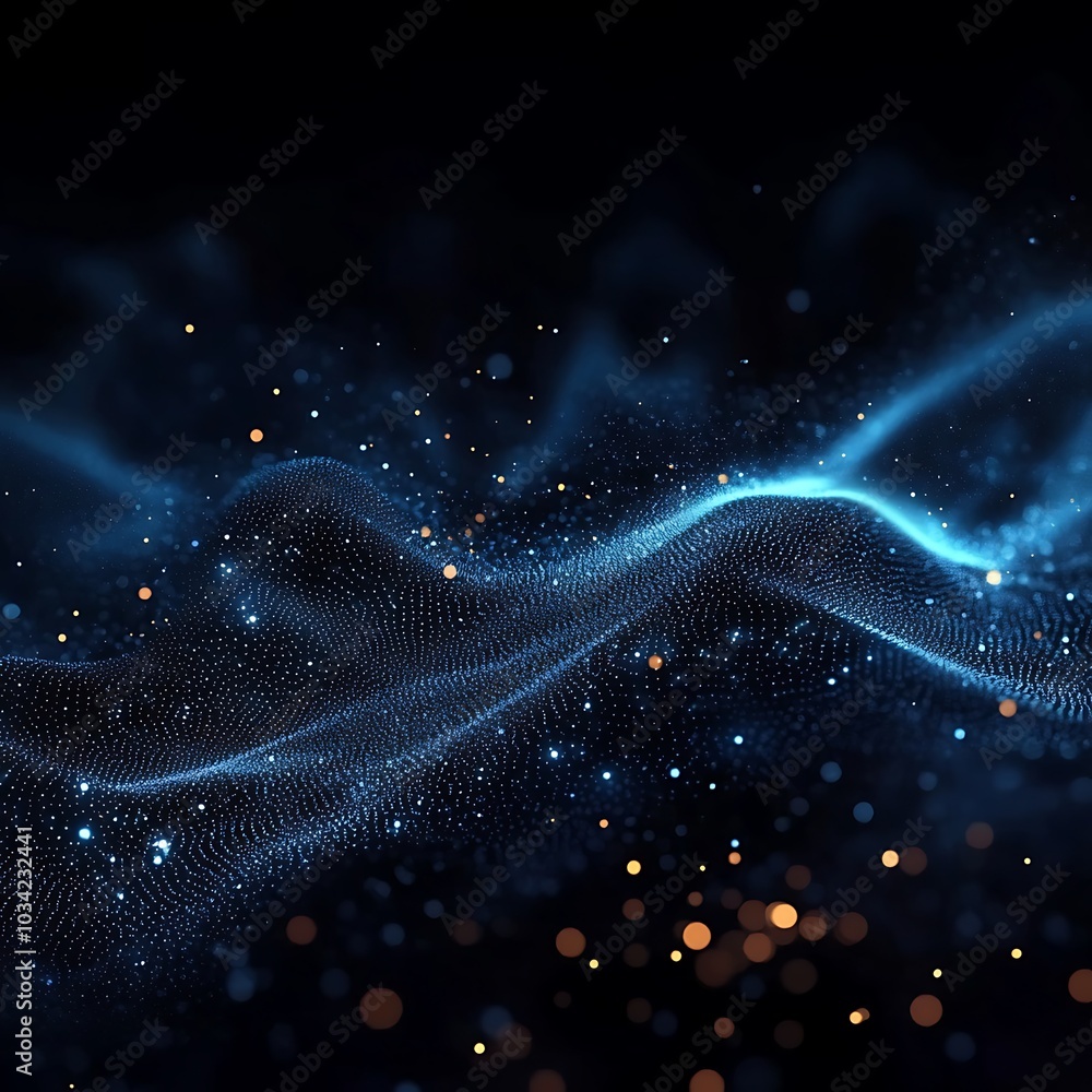 Poster dark blue and glow particle abstract background