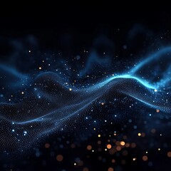 Obraz premium Dark blue and glow particle abstract background