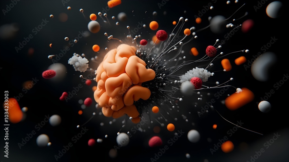 Poster technologically sublime digital frontier with interconnected neural pathways high speed data transmi