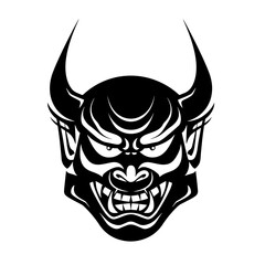 Japanese Hannya Mask Vector Logo Illustration
