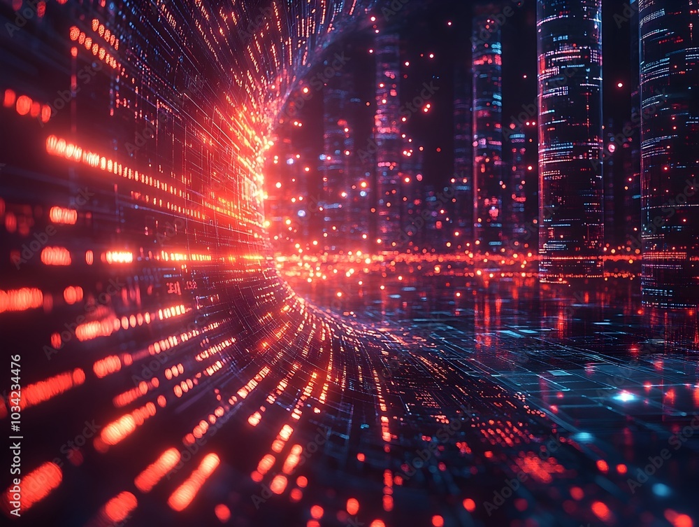 Poster luminous and futuristic digital realm showcasing dynamic data visualizations interactive user interf