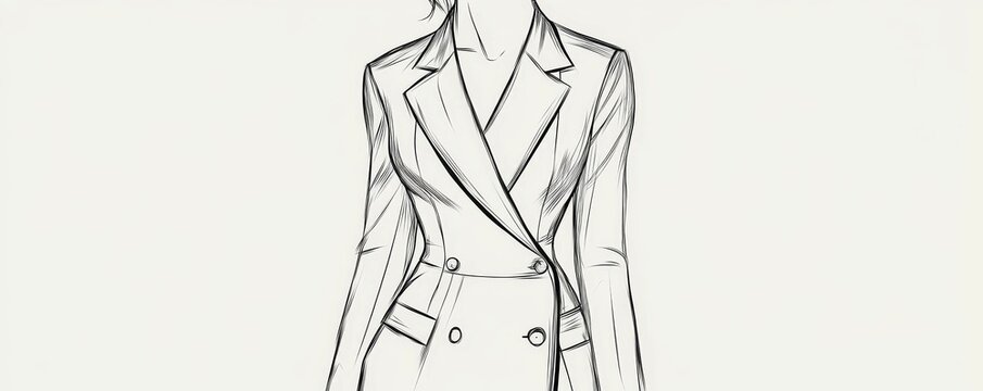 sketch of woman in blazer suit clip art preview