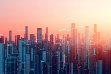 Fototapeta premium Modern city skyline at sunset