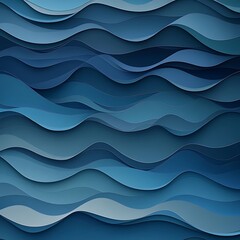 Obraz premium A layered abstract design featuring wavy patterns in various shades of blue.
