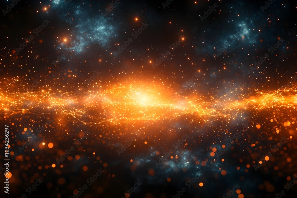 Poster luminous digital space highlighting the future of technological breakthroughs in quantum computing c