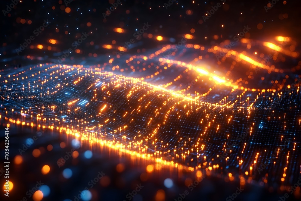 Poster glowing digital space highlighting the future of technological breakthroughs in quantum computing cr