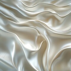 Fototapeta premium A close-up of smooth, flowing silk fabric in a soft, elegant cream color.