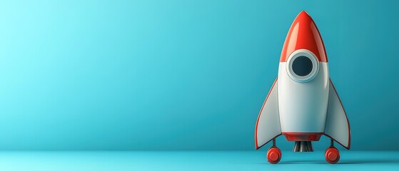 Rocket in space on blue	
