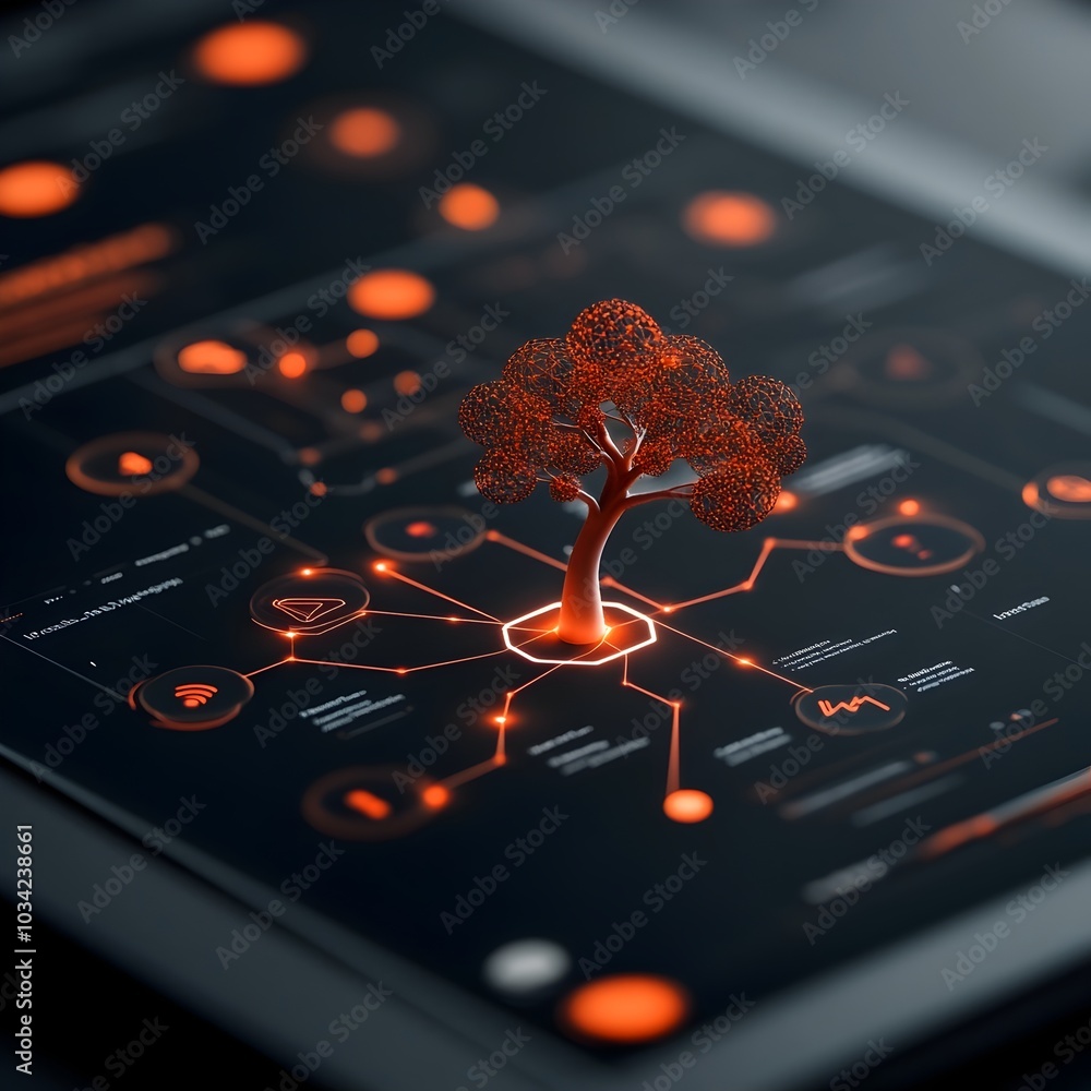 Poster futuristic digital oasis featuring a complex neural network web streamlined data exchange infrastruc