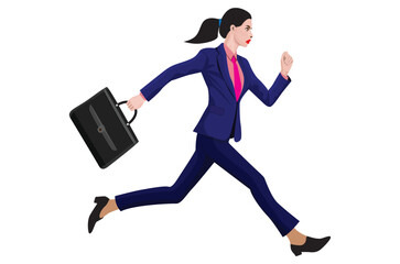 Businesswoman rushes to work vector design