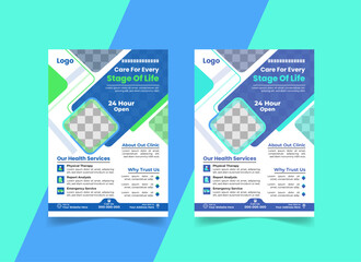 Creative And Modern Medical Flyer Design Layout With Vibrant Elements