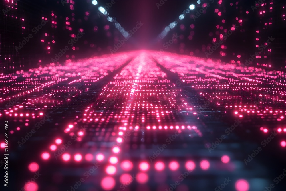 Poster luminous digital space showcasing technological advancements in quantum computing cryptography and i