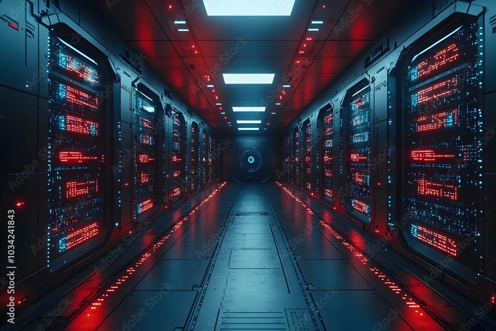 Poster minimalist digital space highlighting the future of technological innovation quantum computing crypt
