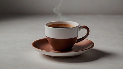 Coffee mug hot drink paper cup icon illustrated cinnamon and saucer wooden table realistic ove background
